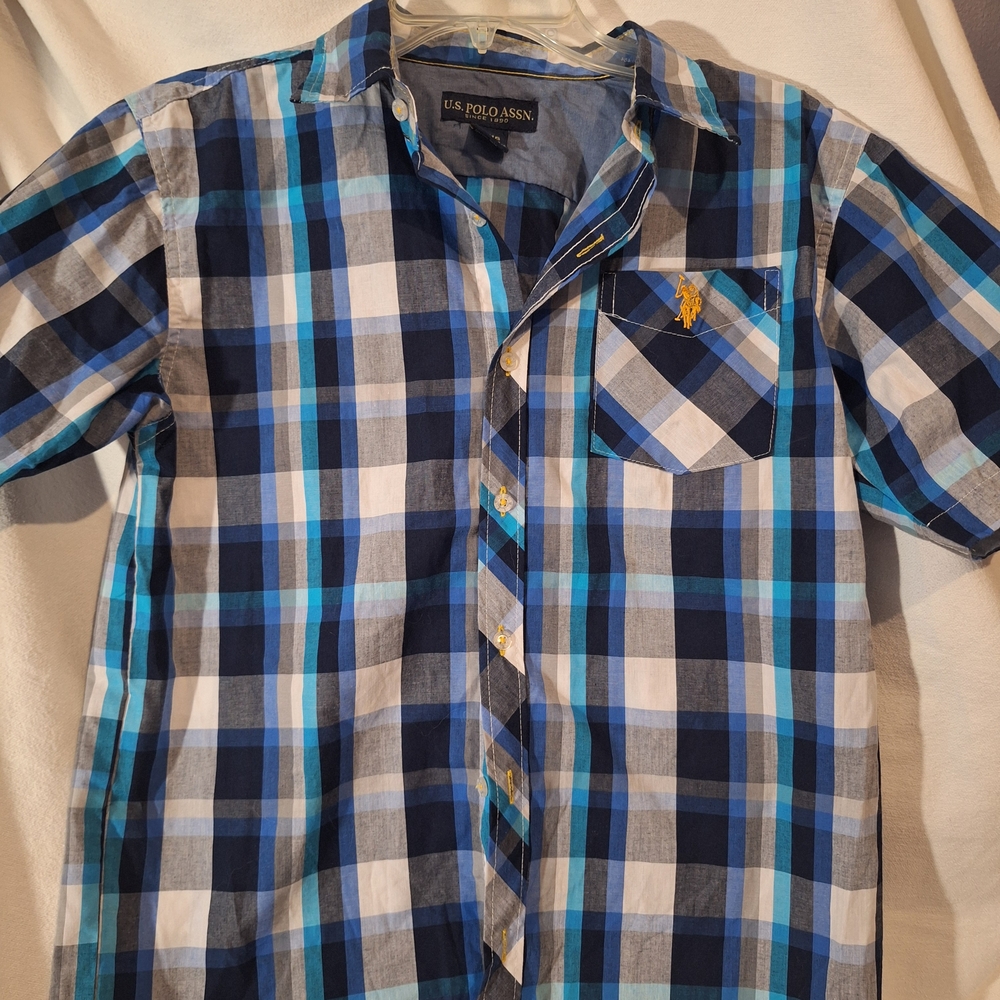 U.S. Polo Assn. Youth Navy and White Checkered Shirt